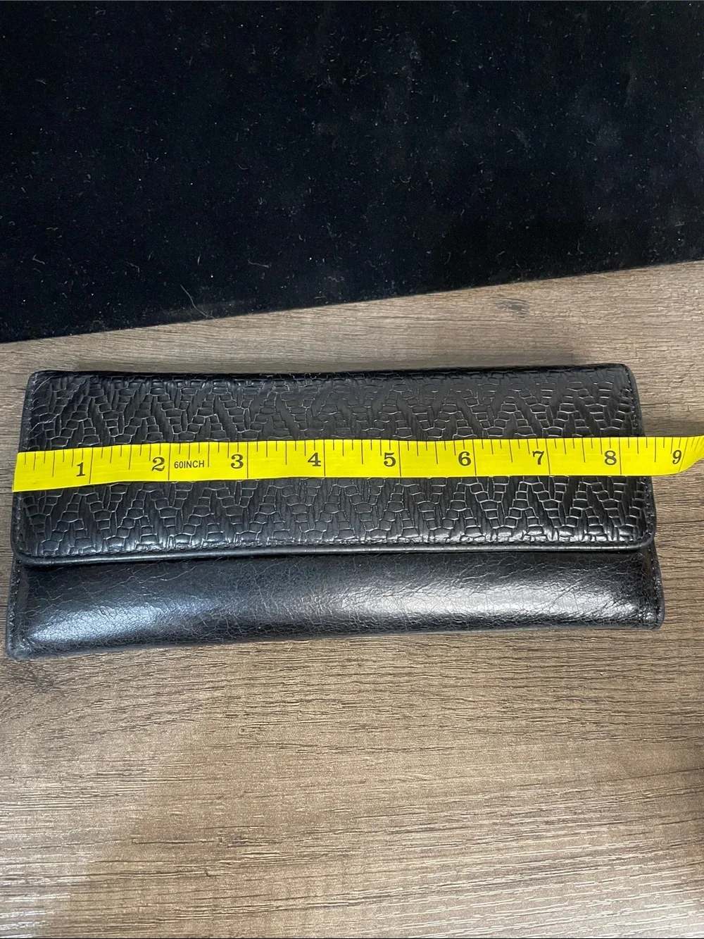 Hobo Classic Black Woven Leather Clutch wallet.